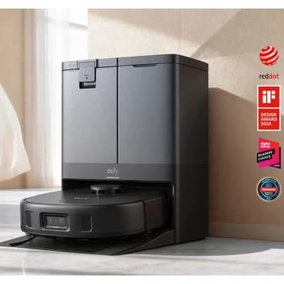 Robot Aspirador y Trapeador Evitación de Obstáculos IA,8000 Pa para Mascotas, Trapeador Doble con Elevación 12 mm, Autovaciado y Autollenado, Eufy by AnkerX10 Pro Omni Negro