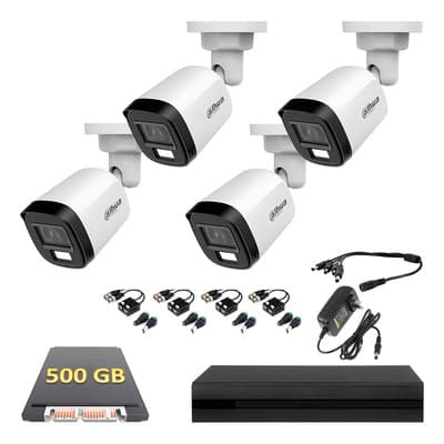 Kit Video Vigilancia 4 Cámaras Bala Dh-hac-b1a21n-u-il-a Dahua - Dvr 4 Ch Full Hd 1080p - 500gb - Baluns - Accesorios Ktdh4bpmicbal500 Exterior Circuito Cerrado Procam Blanco - $3,099.00 en Mercado Libre | PrecioMX
