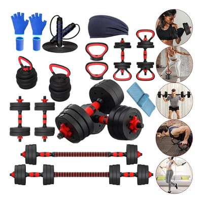 Kit Mancuernas Ajustables Allenamy Pesas 15 kg Barra Recta Negro