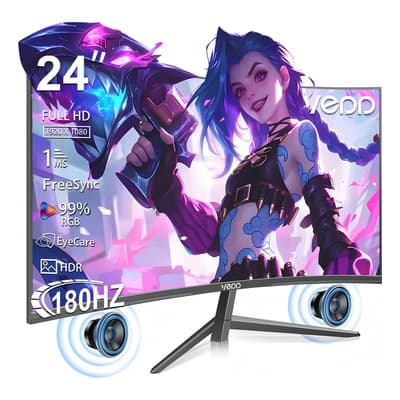 Monitor Gamer Curvo Vedd 24 Pulgadas 180hz Fhd 1ms Monitor Para Pc Y Xbox Series Hdmi Usb-c Dp Freesync Color Negro - $2,131.08 en Mercado Libre | PrecioMX