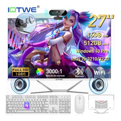 All In One Computadora 27 Pulgadas Intel I5 16gb Ram 512gb Ssd Win 10 Pro Fhd Cámara Hd 4k Altavoz Incorporado De 6 W... Blanco