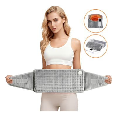 Vanance® Almohadilla Cojín Eléctrica Térmico Con Sujetador de Lazo Ajustable Compresa Caliente Terapéutica 9 Niveles Temperatura Regulable Color Gris Calentador Cobija Manta Térmica