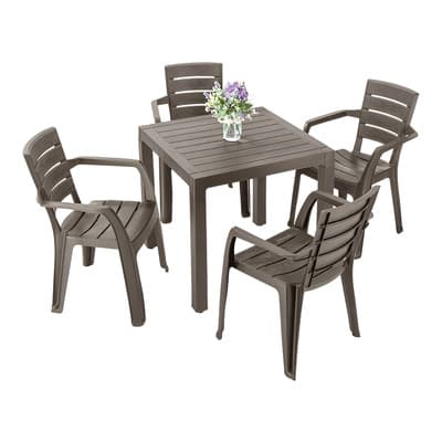 Comedor Barú Rimax (1 Mesa + 4 Sillas Con Brazos) Color Mocca