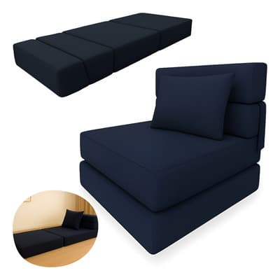 Puff Tipo Sofá Cama 190x75x15 Con Cojín Compacto Y Cómodo Color Azul