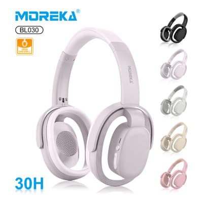 Moreka BL030 Auriculares Gamer Diadema | Inalámbricos Abiertos, Audio Inmersivo 3D, Bajo Latencia, Bluetooth 5.4+EDR, Carga Tipo-C – Ideal para Juegos y Películas, Batería 30h-Violeta