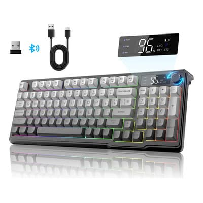 Free Wolf M96 Teclado Inalambrico Membrana, 2 Modes Teclado Bluetooth Y 2.4ghz Teclado Gamer, Rgb Teclado Con Pantalla... Español Latinoamérica - $618.00 en Mercado Libre | PrecioMX