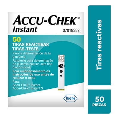 Tiras Reactivas Instant X50 Unidades Accu-chek Blanco Blanco/celeste