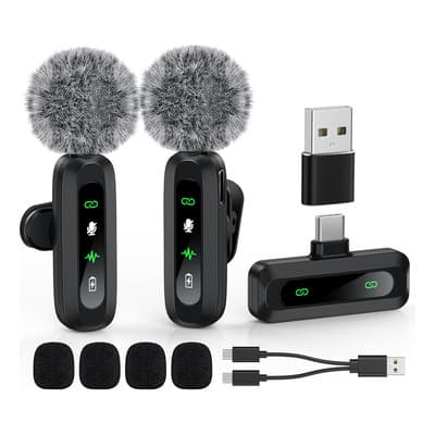 Vidabee Micrófono Inalámbrico Lavalier Condensado P/ iPhone Android iPad Color Negro Oscuro Micrófono De Grabación De Condensador Omnidireccional Inalámbrico Para Entrevista Video Podcast Vlog - $152.00 en Mercado Libre | PrecioMX
