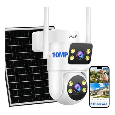 2nlf® 10mp Solar Cámara De Seguridad Exterior Doble Lente Color Blanco - $910.83 en Mercado Libre | PrecioMX