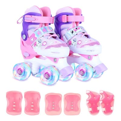 Patines De 4 Ruedas Ajustables Para Niños Y Niñas, Luces Led Wehogar Color Rosa Talla De Los Patines 18-22 Cat Kit Tamaño De Las Ruedas 5.5 Cm - $826.50 en Mercado Libre | PrecioMX