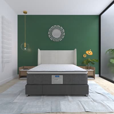 Colchón Matrimonial Restonic Foam Ortopédico + Base Cama Color Gris- Negro