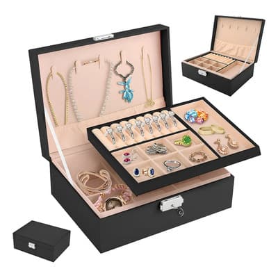 Alhajero Elegante Estuche Organizador De Joyas Con Cerradura Color Negro - $137.00 en Mercado Libre | PrecioMX