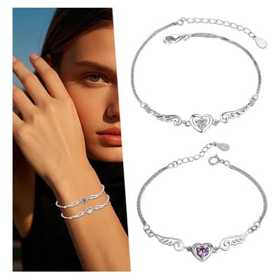 Fuezoiu 2 Piezas Pulseras Plata Corazón Alas Ángel Ajustable Joyeria Mujer Día De San Valentín Regalo - $95.55 en Mercado Libre | PrecioMX