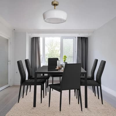 Juego Comedor 6 Sillas Con Mesa De Vidrio Templado Rectangular Estructura Metálica Para 6 Personas Moderno Color Negro Kingshouse Liso - $5,699.00 en Mercado Libre | PrecioMX