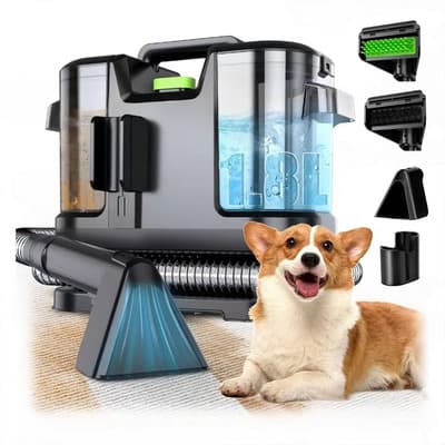 Aspiradora Para Limpiar Alfombras Y Manchas 1.8l+1.3l 16kpa Limpiadora Eléctrica Para Hogar O Auto Oficina 5m+1.5m Con 2 Cabezales De Cepillo Amovil