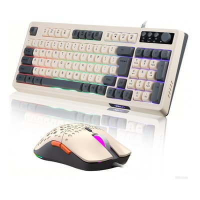 Vedd® Kit De Teclado Y Mouse En Español Con Cable Mouse Blanco Teclado Blanco T98 Rgb Español