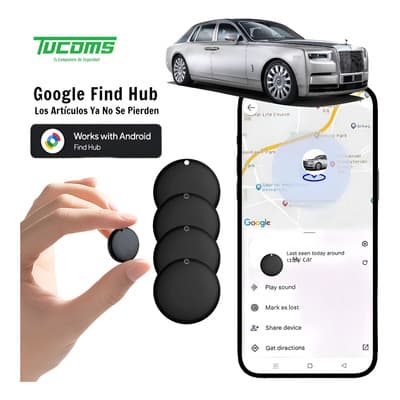 Tucoms 4pzs Mini Android Smart Tag Localizador Rastreador Tracker Gps Portátil Bluetooth Google Airtag Air Tag Para Auto Moto Niños Mascotas llaves Carros Camiones Sedan Bicicletas Diversos Vehículos