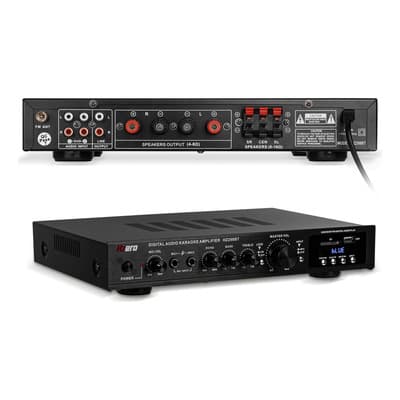 Amplificador Audio Estéreo Envolvente Bluetooth Hzero Hz298bt Para Casa 5.1 Canales Con Pantalla, Potencia Máxima 2000 W, Soporta Karaoke, 2 Micrófonos, Fm, Usb Y Tarjeta Sd, Control Remoto Negro