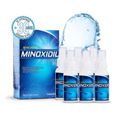 Minoxidil 5% Anacastel Pack Solución Tratamiento Cabello Anticaida Capilar, Crecimiento Cabello Y Crecimiento Barba Y Bigote Minoxidil Tópico (pack 2, 3 Y 6 Piezas)