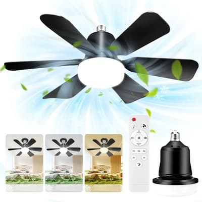 Ventilador de Techo 52.5cm con Luz LED E27, Control Remoto, 3 Velocidades, 6 Aspas, Silencioso 30dB, Temporizador 2/4H, 3 Temperaturas de Color - $269.00 en Mercado Libre | PrecioMX