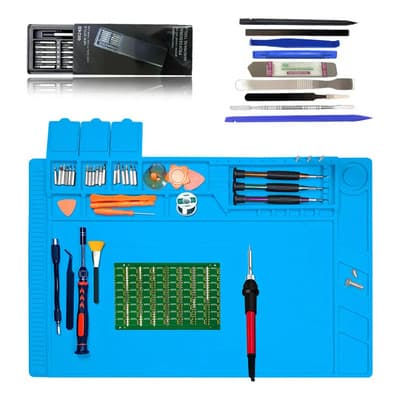 Kit De Reparación Electrónica Profesional, Alfombrilla De Silicona Resistente Al Calor 500°c Antiestática 45x30cm + Herramientas Completas Azul - $213.53 en Mercado Libre | PrecioMX