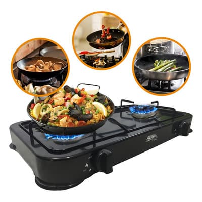 Parrilla/estufa De 2 Quemadores De Gas Adir 439 Color Negro