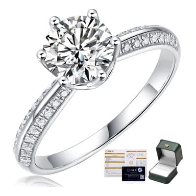 Anillo Compromiso Moissanita 1ct Plata 925 Talla 9 Corte Redondo Plateado - $355.07 en Mercado Libre | PrecioMX