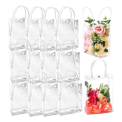 40 Bolsas Transparentes PVC Con Asas MOONPAI Ecológicas 23x17x7cm