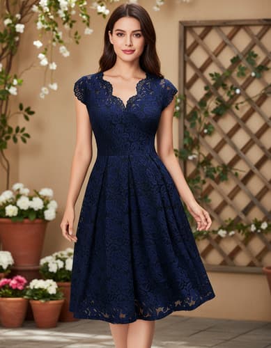 Mycity® Vestido De Encaje Sin Mangas Con Cuello En V - $220.63 en Mercado Libre | PrecioMX