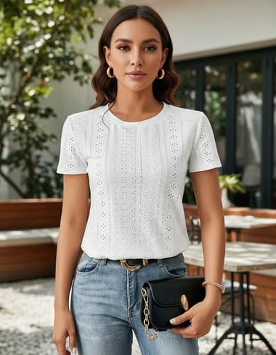 Blusa De Mujer Cuello Redondo Manga Corta Patrón Salir Ropa - $98.00 en Mercado Libre | PrecioMX