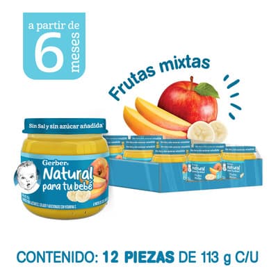 Papilla Gerber Etapa 2 Frutas Mixtas Pack De 12 Frascos De 113 G C/u - $165.52 en Mercado Libre | PrecioMX