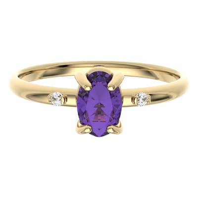 Anillo Compromiso Oro 10k Con Diamantes Naturales Y Amatista Color Amarillo Talla 8.5 - $5,453.91 en Mercado Libre | PrecioMX