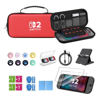 26pcs Kit Accesorios Funda Para Nintendo Switch 2 Con Color Rojo