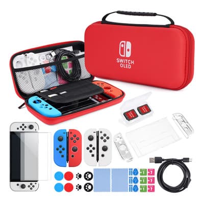 Knwell Estuche Impermeable para Nintendo Switch OLED con Accesorios y Protector de Pantalla
