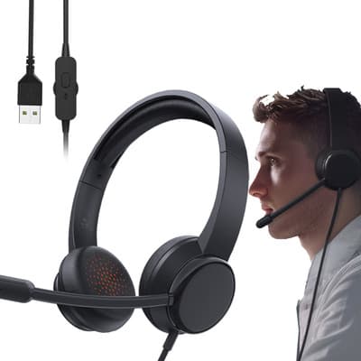 Bogast Audífonos Con Micrófono Usb Para Pc | Headset Con Cancelación De Ruido | Ideal Para Home Office, Call Center, Zoom, Teams, Skype Y Clases Online Cm7006