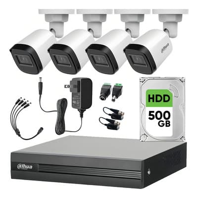 Kit Videovigilancia Cronos 4 Cámaras Dahua Bala B1a21n 2 Mp + Disco Duro 500 Gb + Baluns + Accesorios - Kit Cctv B1a21n-low-sc (dvr Dahua Xvr1b04-i Circuito Cerrado) Blanco-hdd - $2,819.00 en Mercado Libre | PrecioMX