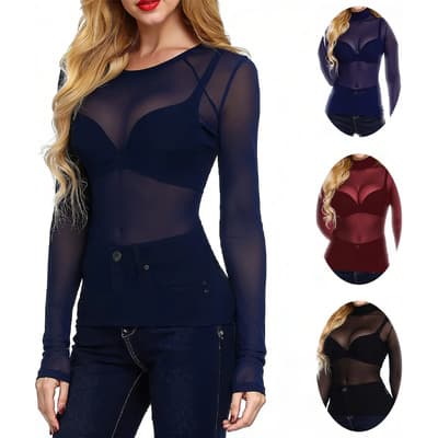 Blusas Sencual Con Mangas Largas Transparente Para Mujer
