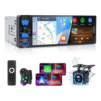 Auto Estéreo 1din 6.5in Pantalla Táctil Ips Pulgadas Con Inalámbrico Carplay Android Auto Usb Bluetooth Mirrorlink Reproductor Mp5 Autoestéreo Para Carro Con Cámara Eq Fm Bt Hd Aux Negro