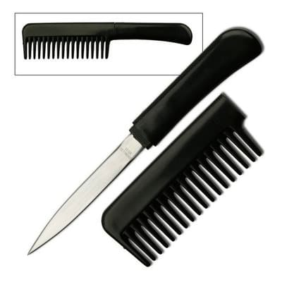 Master Cutlery Navaja Negra 8cm Acero Inoxidable Peine Defensa PK-107