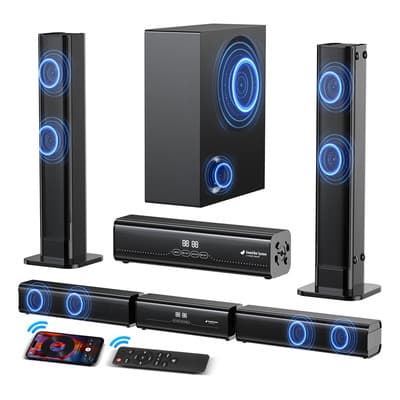 240w Desmontable Barra De Sonido 4 Bocina Con Subwoofer Dolby Dts, 2.1 Canales, Juopld® Home Theatre Con Aux/hdmi(arc)/usb/optical/coaxial/fm-ant, Bluetooth 5.3, Pantalla Led Y Control Remoto Black