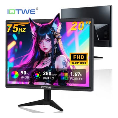 Monitor Gamer Computadora PC 75 Hz 20 pulgadas 1680*1050p Hdmi Vga Portatil Pantalla Iotwe Para Computadoras De Escritorio Mini PC Xbox Series X/s PS4/PS5 Tablets Laptop Switch Mac Window