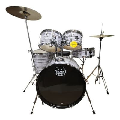 Batería Mapex Serie Comet 5 Plateada Con Hi-hat Y Crash Plateado