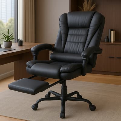 Silla Ejecutiva de Escritorio Ergonómica Reclinable X-Pross con Reposapiés Apoyo Lumbar Giratoria Cómoda para Oficina u Hogar Altura Ajustable Color Negro