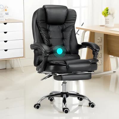 VBELL Silla Ergonomica Oficina Con Masajeador De Espalda Reposapié ,Silla escritorio ejecutiva ergonomica ajustable reclinable presidencial Negro