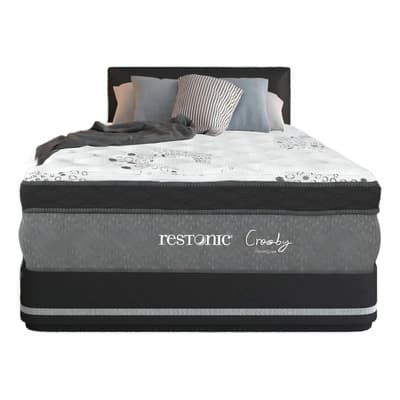 Restonic Crosby 190x136cm blanco y gris doble matrimonial