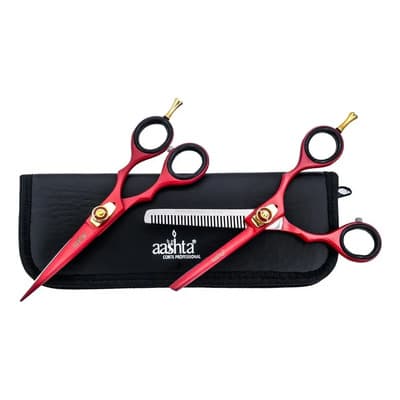 Tijera Para Peluquero /barbero / Estilista 5.5 Rojo Aashta