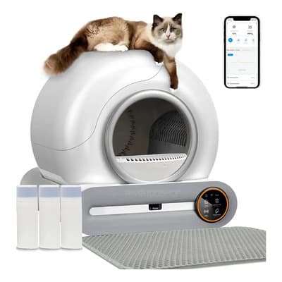 RWGUDDSHOP Arenero Para Gato Autolimpiable, Inteligente Arenero Automatico Gatos Caja Dearena Extragrande De 65l+9l Cuenta Con Esterilización, Control De Aplicación Wifi