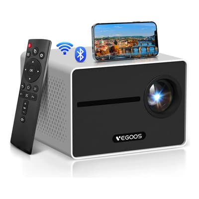 Vegoos Yg291 Mini Proyector Portátil Soporta 1080p Proyector Inteligente Con Wifi 6 Y Bluetooth5.1 Android 9.0 Incorporado Pantalla De 170 Pulgadas Compatible Con Ios Android/pc/ps4 Y Ps5 Blanco