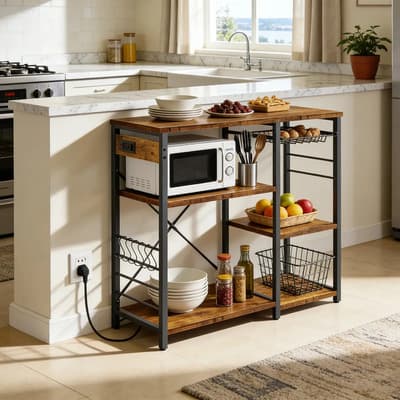 Organizadores De Gabinetes Estantería Para Oficina Cocina Color Marrón Oscuro