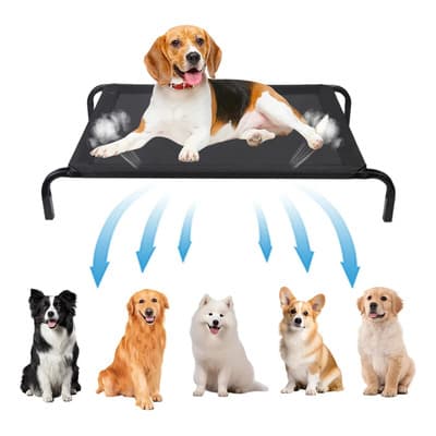 Cama Elevada Para Perro Mediano Owkuan Transpirable 90x60x17cm Negro